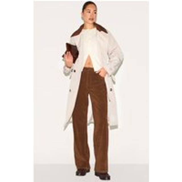 Beige Contrast Collar Trench, Camel - 4