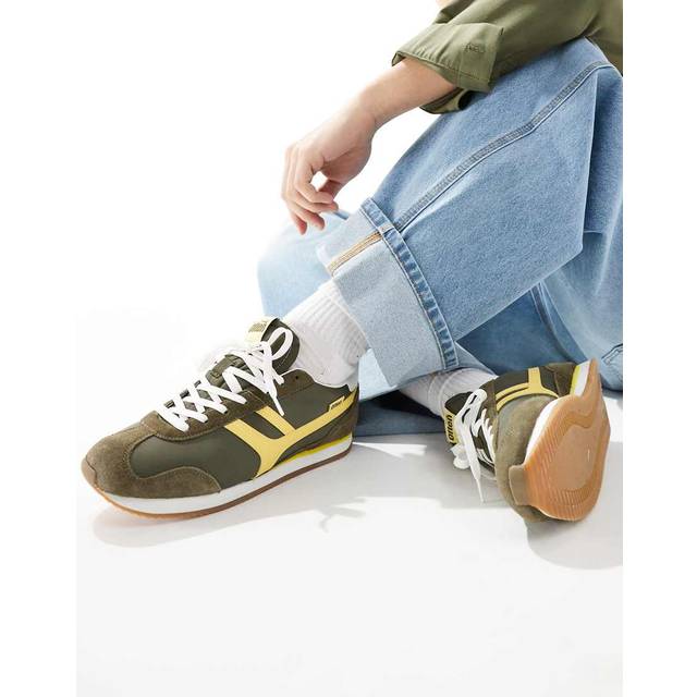 Pull&Bear – Gröna sneakers med gummisula i retrostil-Grön/a