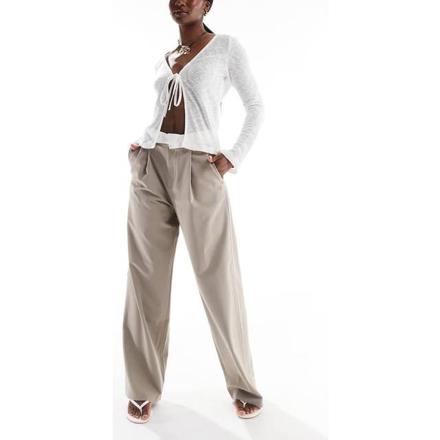 Stradivarius Smart trousers with a fold-over waistband Brown 4