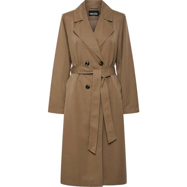 Long Trench Coat with Tie-Waist - beige - XS