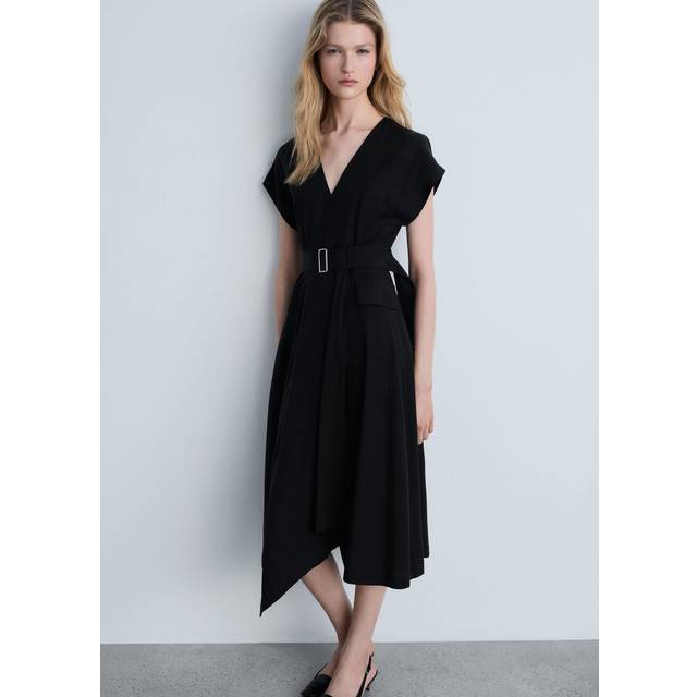 Mango Bassett Belted Midi Dress, Black