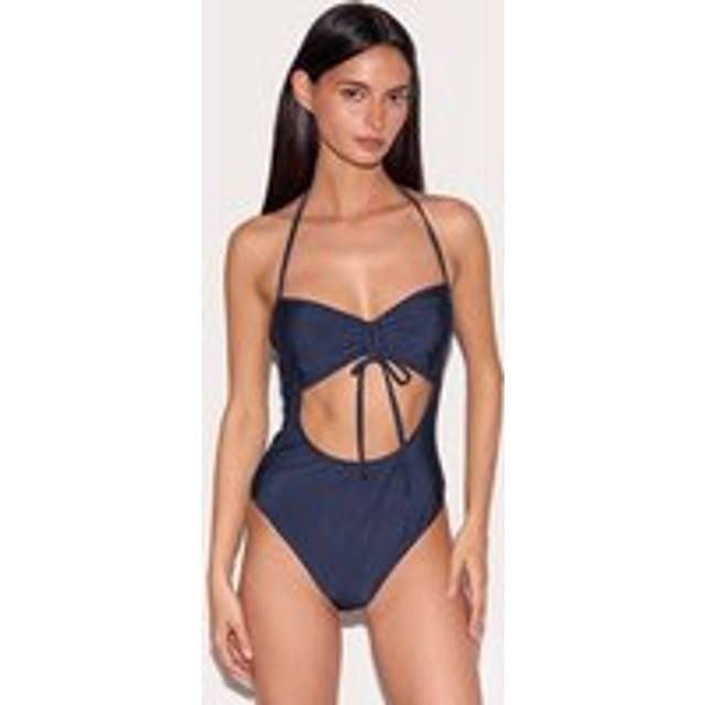 Navy Blue Cut Out Swimsuit, Blue - 14