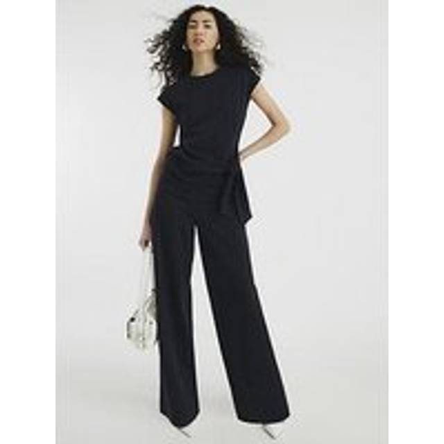 River Island Womens Navy Drawstring Pinstripe Trousers - 18