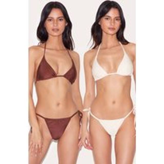 Cream And Chocolate 2 Pack Triangle Bikini Set, White - 16