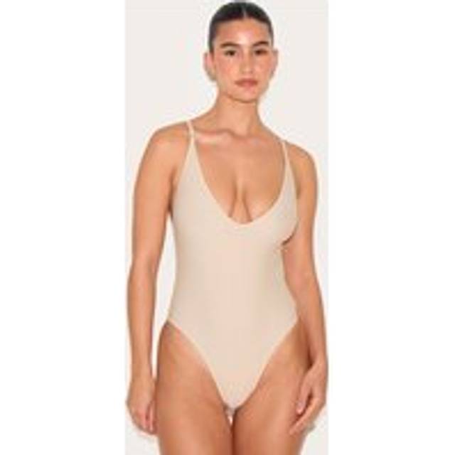 Stone Low Scoop Basic Swimsuit, White - 4