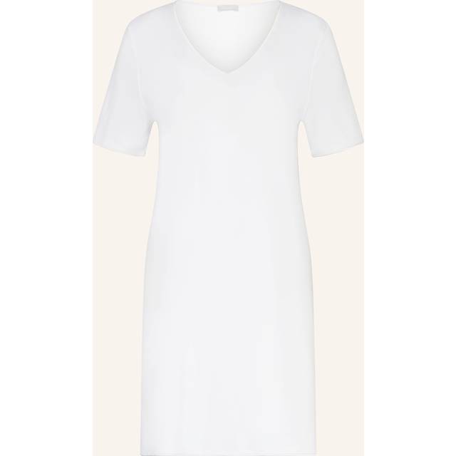Silk-Trim Mercerized Cotton Nightgown - WHITE - Large
