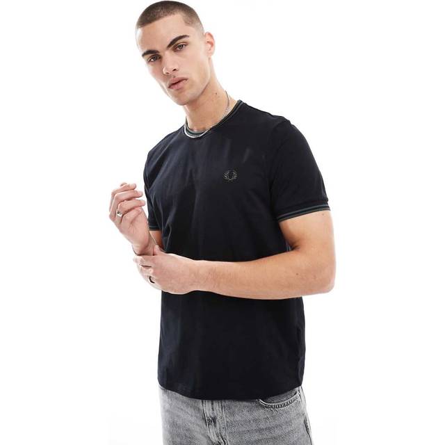 Men's Fred Perry Mens Twin Tipped T-Shirt S/S 25 - Black - Size: 38/Regular