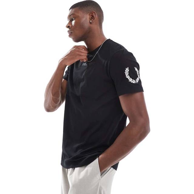 Fred Perry – Svart t-shirt med dubbla loggor-Svart/a
