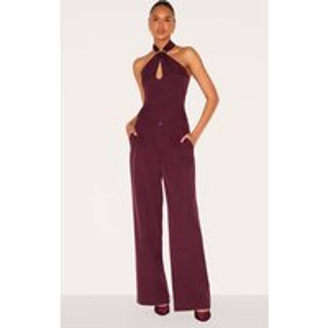 Wine Tailored Straight Leg Trousers, Red - 10
