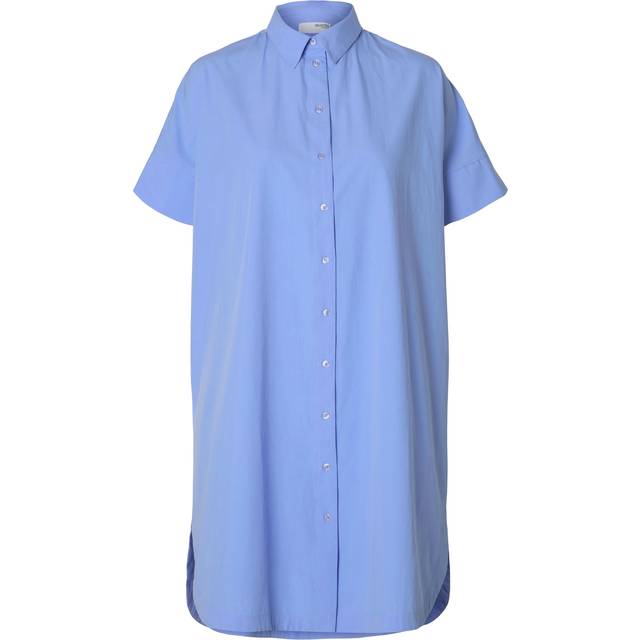 Selected FEMME - Klänning slfBlair 2/4 Short Shirt Dress - Blå