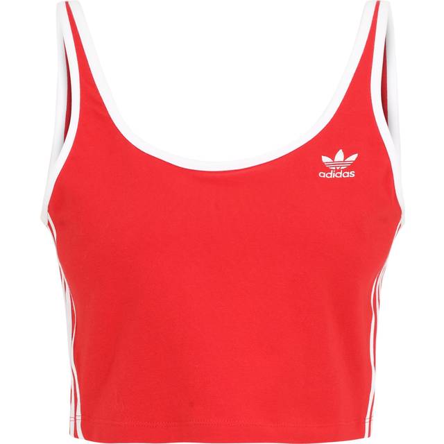 adidas Originals 3-Stripes Crop Tank Top - Red - Womens - M