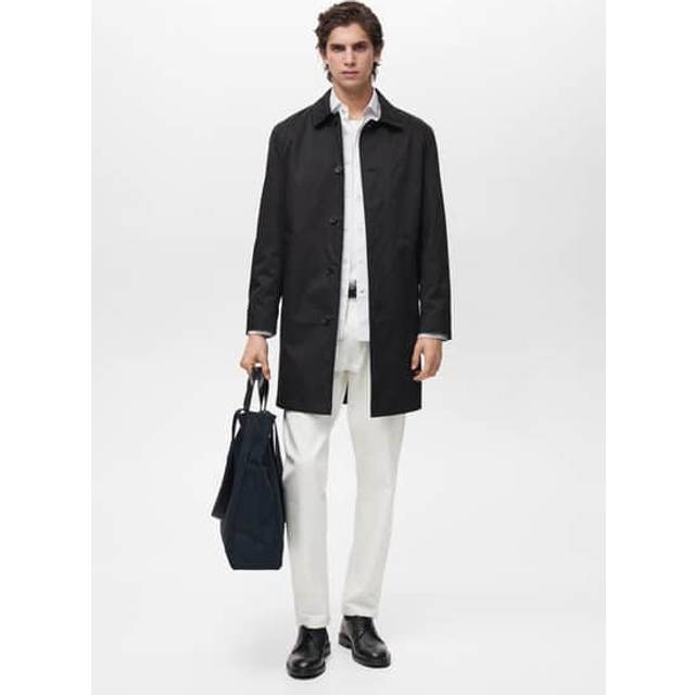 Water-repellent cotton trench coat black - Man - L - MANGO MAN - Black