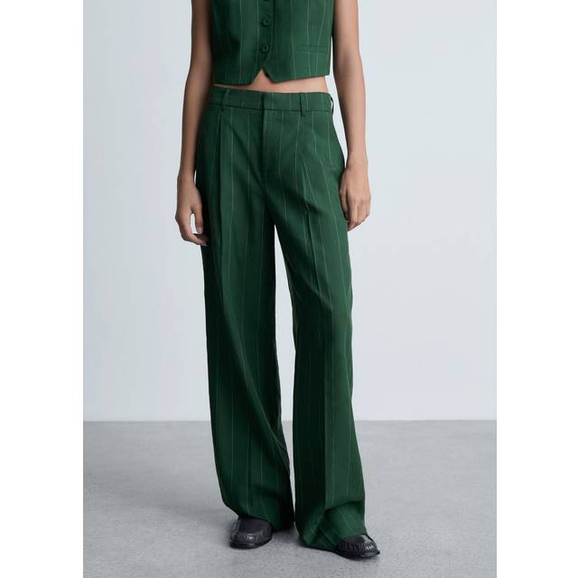 Mango Boing Wide Leg Pinstripe Trousers