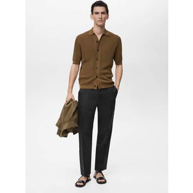 Structured knitted shirt brown - Man - M - MANGO MAN - Brown