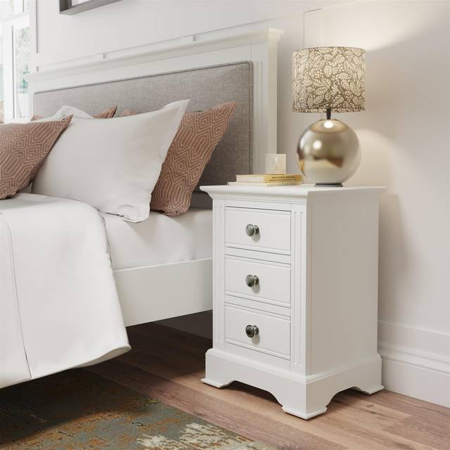 40cm W Solid + Manufactured Wood Bedside Table - White (56.5cm H X 40cm W X 33.5cm D)