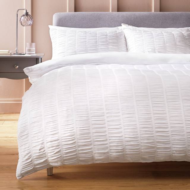 Argos Home Ruched Texture White Bedding Set - Double