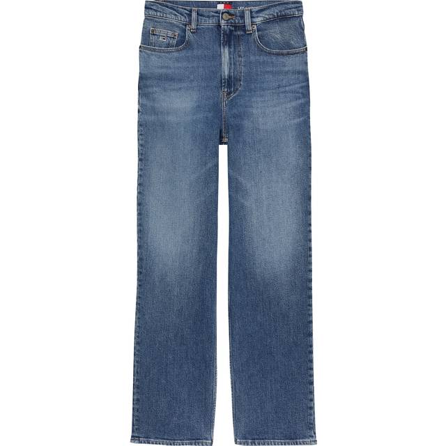 Tommy Jeans – Layla – Mellanblå, tvättade, raka jeans med smal passform