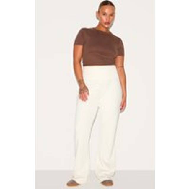 Plus Cream Premium Foldover Soft Touch Yoga Flares, White - 20
