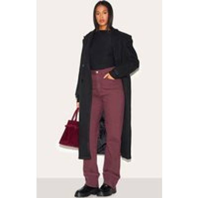 Tall Burgundy Mid Rise Distressed Turn Up Hem Jeans, Red - 6