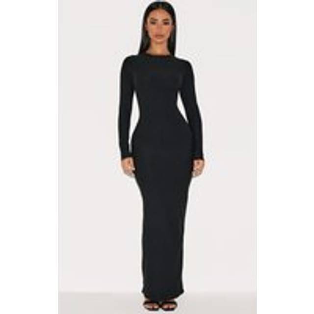 Petite Black Soft Touch Long Sleeve Maxi Dress, Black