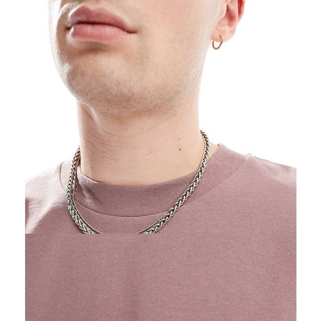 ASOS DESIGN – Silverfärgat halsband med repkedja och grova länkar, 2-pack