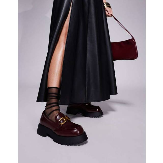 River Island – Vinröda, grova loafers