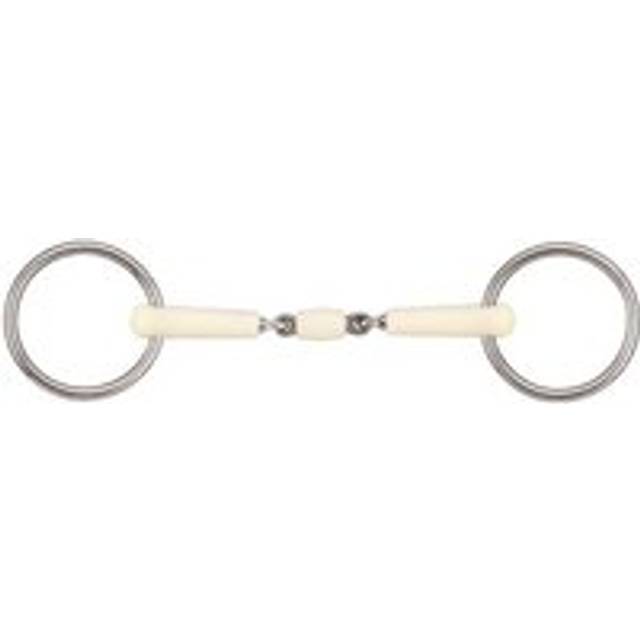 Two-ring snaffle bit with double joint + roller Soyo - Blanc