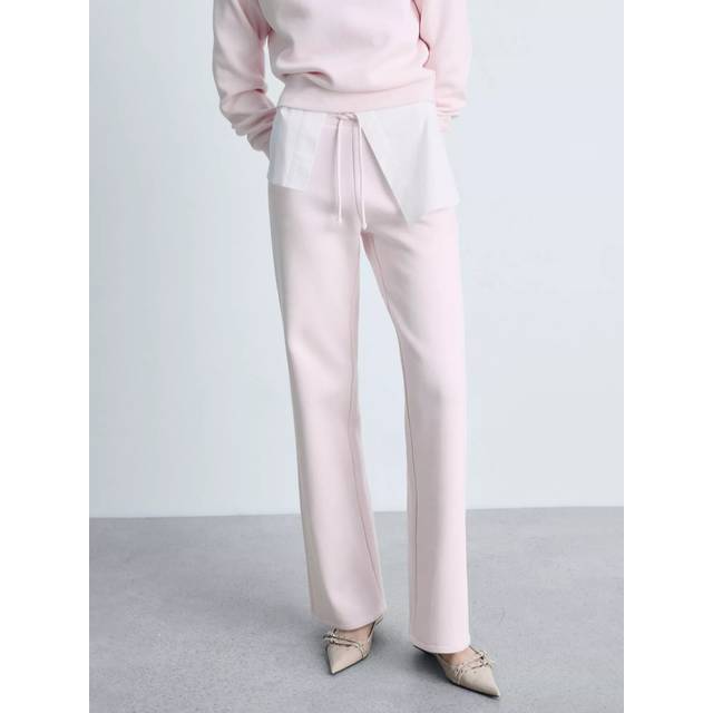 MANGO Wideleg Cotton Joggers |Rosa |XL