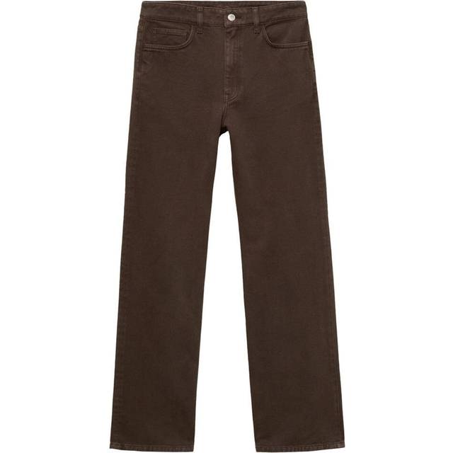 Mango Cecilia High Rise Straight Leg Jeans, Dark Brown