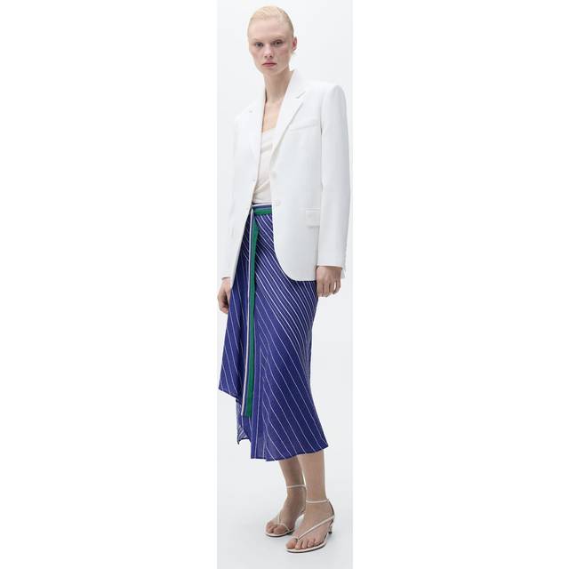 Mango Lazuli Stripe Asymmetric Skirt, Medium Blue