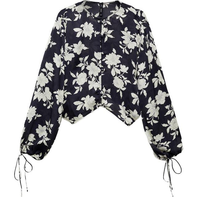 Floral print blouse black - Woman - 8 - MANGO - Black