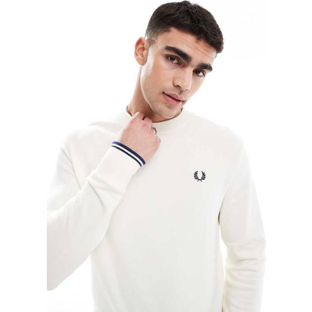 Fred Perry – Naturvit sweatshirt med rund halsringning-Vit/a