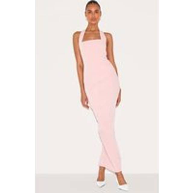 Dusty Pink Woven Halter Button Maxi Dress, Dusty Pink - 10