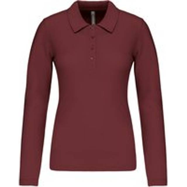 Women's long-sleeve polo Kariban Piqué - Rouge