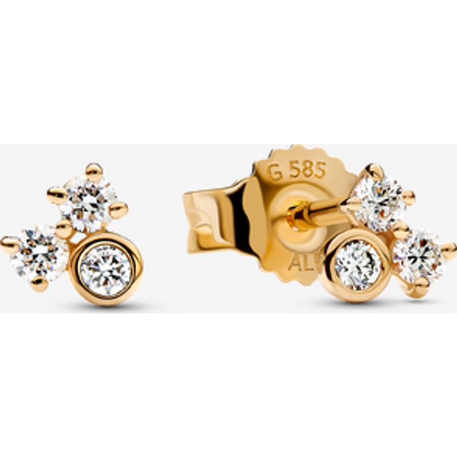 Pandora Era Lab-Grown Diamond Cluster Stud Earrings - 14k gold / Lab-grown diamond - Clear - one size