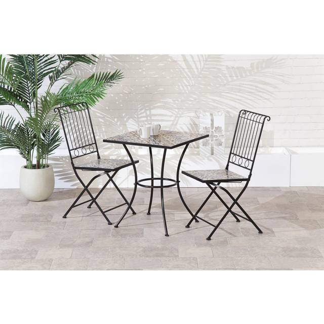 Square 3 - Piece 2 - Person 60Cm L Outdoor Bistro Set - Black (2)