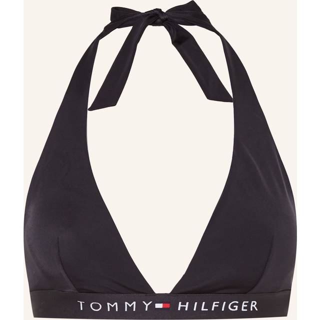 Tommy Hilfiger Logo Band Halterneck Bikini Top, Black