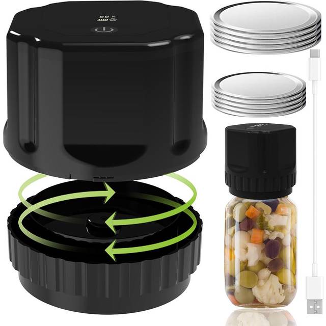 Mason Jar Vacuum 2 in 1 Design Electric Sealing Kit, Fully Automatic Suction Stop Food Storage