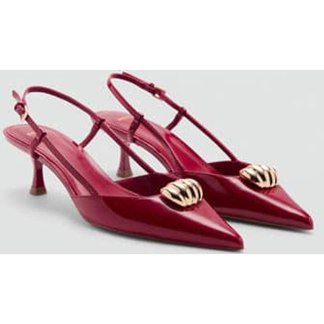 High-heeled shoes with metallic detail red - Woman - 7 - MANGO - Red