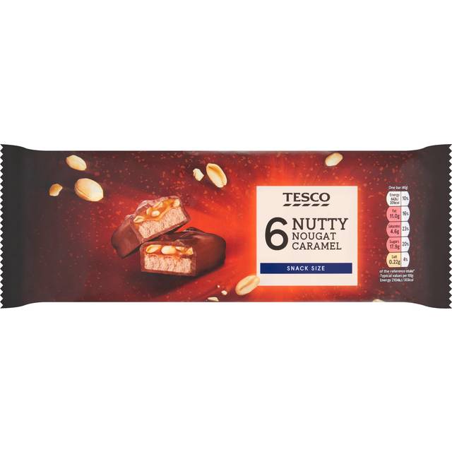 Tesco Nutty Nougat Caramel Chocolate Bars Multipack 6 X 40G