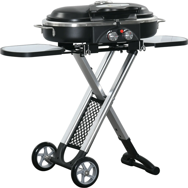 Foldable Gas BBQ Grill - Outsunny - Black - 82.5 x 41.6 x 100cm