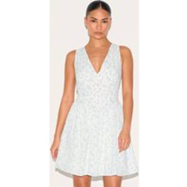 Petite White Floral Detail Mini Shift Dress, White - 6