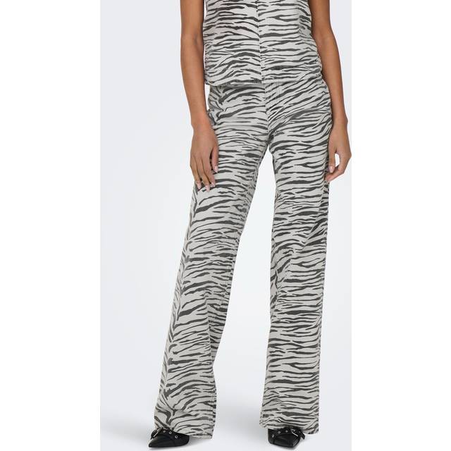 ONLY Onlhope HW Zebra Wide DNM SIK Dam Jeans Stl. "31/""32" - Från Magasin - Light Grey Denim/zebra ("31/""32")