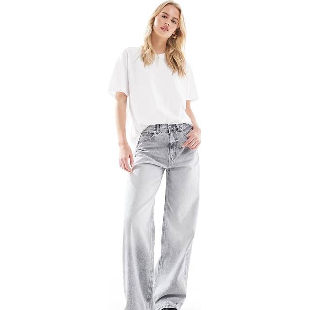 Stradivarius – D88 – Grå, tvättade, baggy jeans-Grå/a
