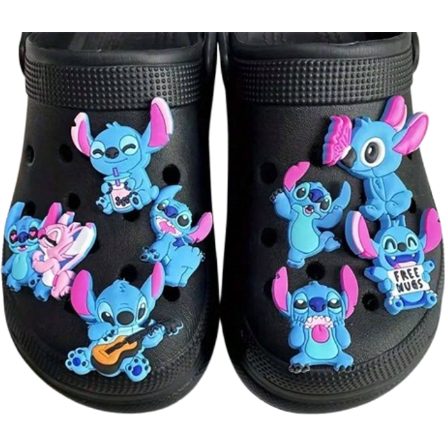 Disney 8pcs Stitch Shoe Decorations Accessories Charms For Clogs Bubble Slides Sandals, Gift Idea For Birthday Christmas Party Favors, Cute Shoes Accessories