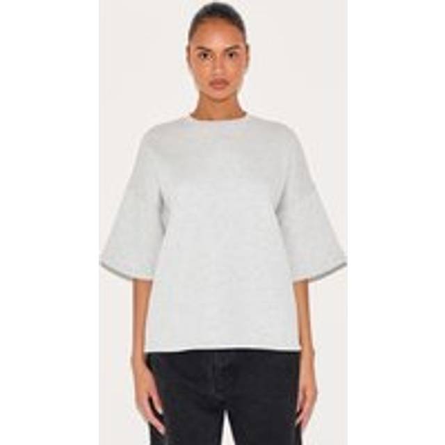 Ash Grey Premium Oversized Boxy Short Sleeved Sweatshirt, Ash Grey - L