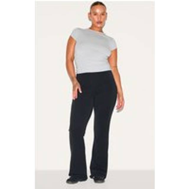 Plus Black Premium Foldover Soft Touch Yoga Flares, Black - 22