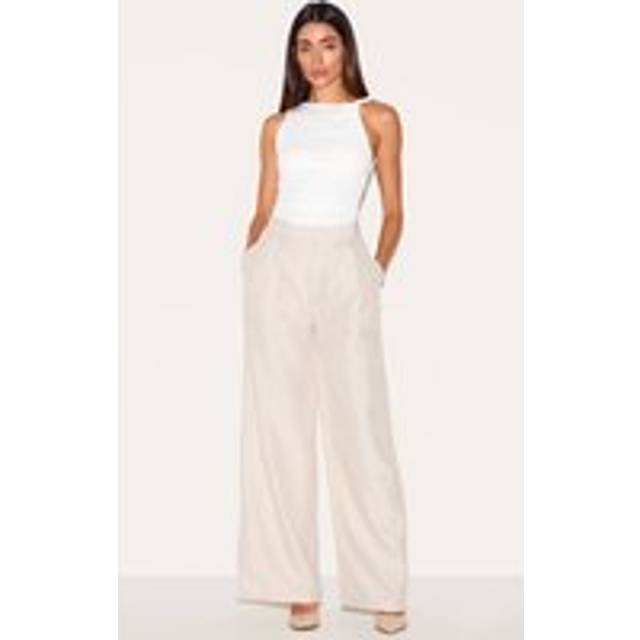 Stone Tailored Wide Leg Trousers, White - 4