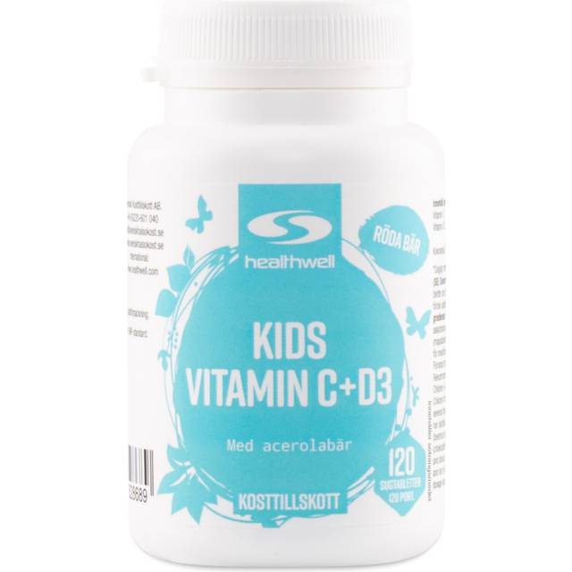 Healthwell Kids Vitamin C+D3, 120 tuggtabletter