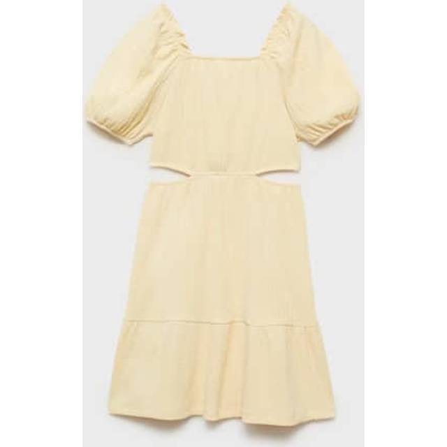 Mango Kids' Pie Puff Sleeve Dress, Yellow